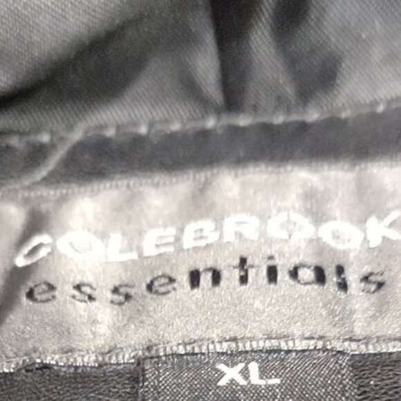 COLEBROOK BLACK ALL LEATHER TRENCHCOAT SNAPS FAUX BUTTON LINED FAUX BELT SIZE XL - Picture 10 of 16